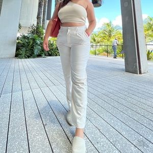 Abercrombie cream colored tailored straight leg pants